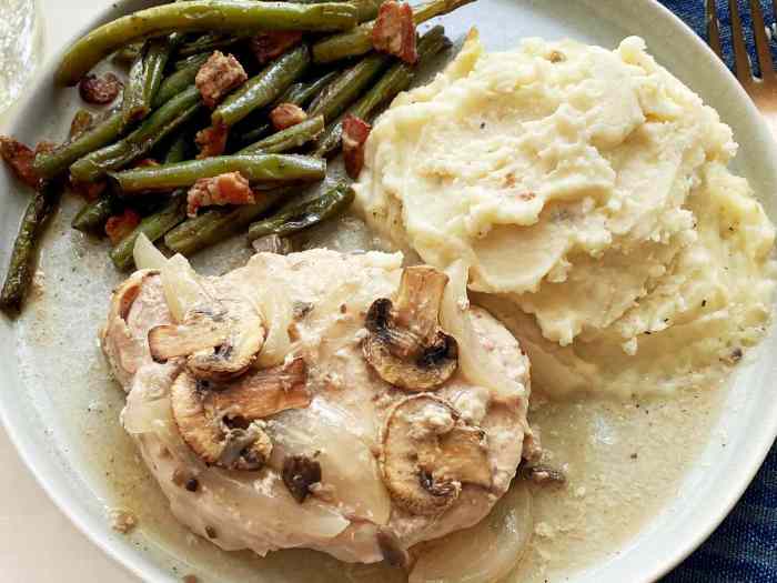 Pork chops rice baked recipe mushroom soup cream oven chop recipes boneless dinner cooker slow