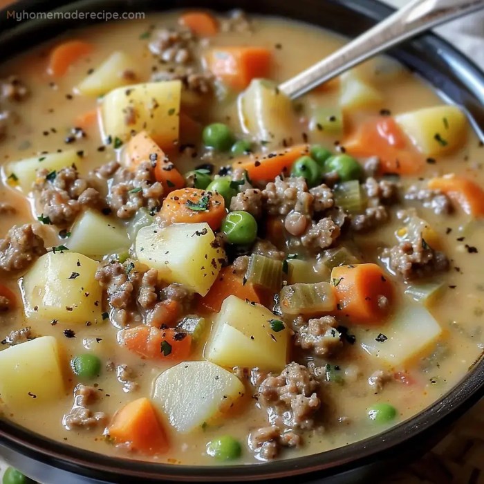 Creamy potato hamburger soup recipe